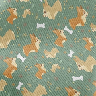 Corgi Chasing Dog Bone Standard Corduroy