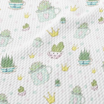 Crown And Succulents Birdseye Piqué