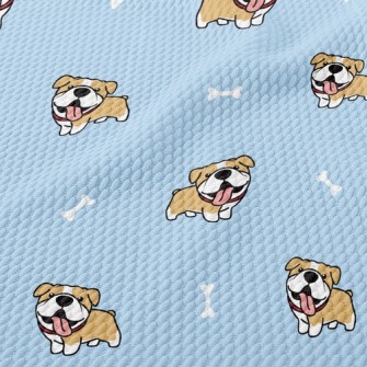 Happy Tongue-out Bulldog Birdseye Piqué