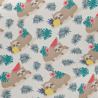 Tropical Fruits And Sloths Twill