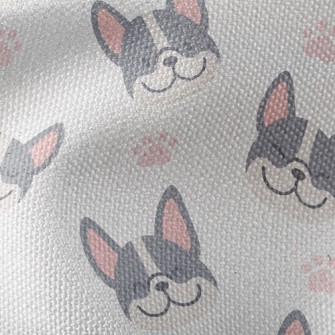 Bulldog With Dog Paw Prints Waterproof Canvas