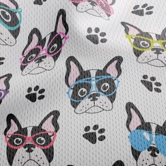 Bulldog With Colored Glasses Athletic Mesh Flat Back