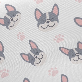 Bulldog With Dog Paw Prints Twill