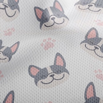 Bulldog With Dog Paw Prints Athletic Mesh Flat Back