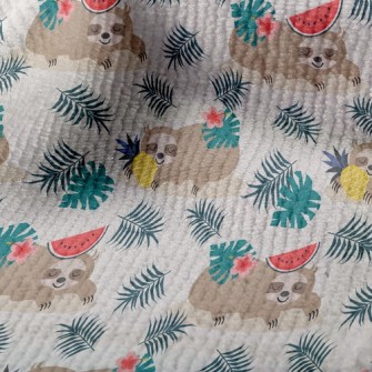 Tropical Fruits And Sloths Terry