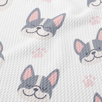 Bulldog With Dog Paw Prints Birdseye Piqué
