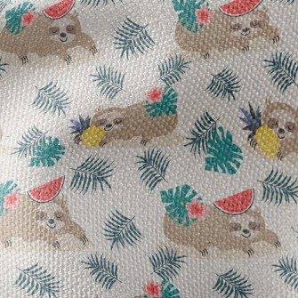 Tropical Fruits And Sloths Waterproof Canvas