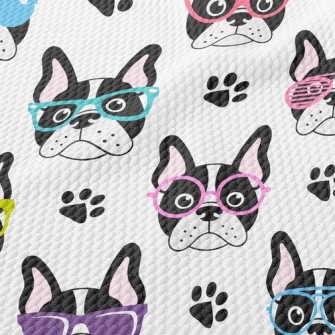 Bulldog With Colored Glasses Birdseye Piqué