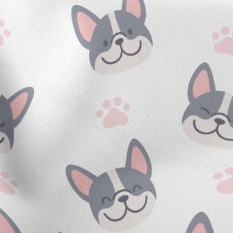 Bulldog With Dog Paw Prints Stretch Ponte