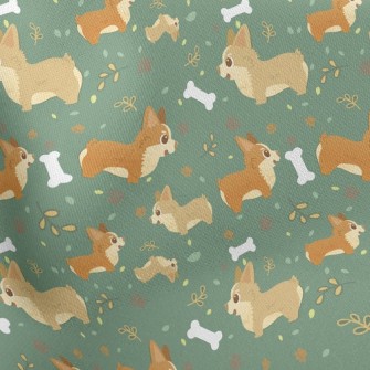 Corgi Chasing Dog Bone Stretch Ponte