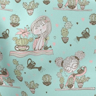 Girl Planting Cactus Stretch Ponte