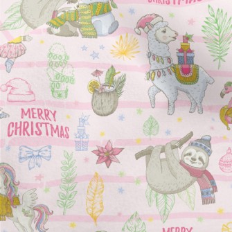 Animals Celebrate Christmas Micro Fleece