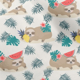 Tropical Fruits And Sloths Micro Fleece