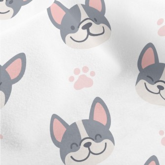 Bulldog With Dog Paw Prints Micro Fleece