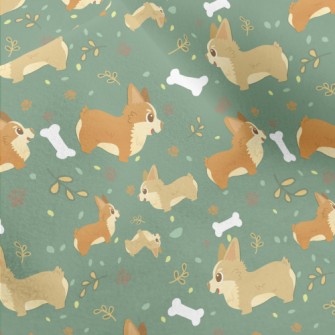 Corgi Chasing Dog Bone Micro Fleece