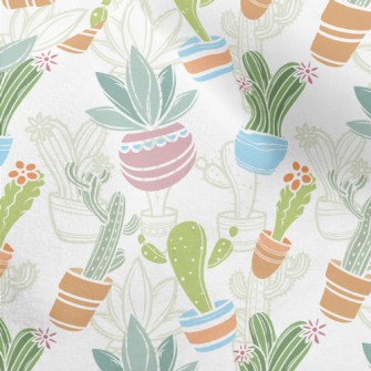 Various Cactus Potted Plants Micro Fleece