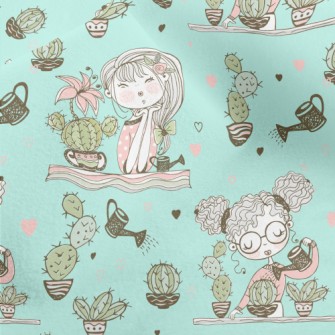 Girl Planting Cactus Micro Fleece
