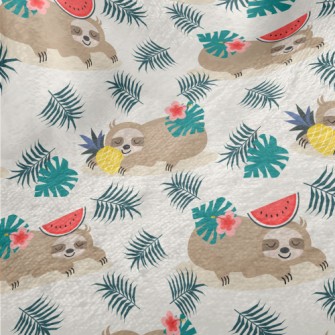 Tropical Fruits And Sloths Minky