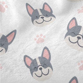 Bulldog With Dog Paw Prints Minky