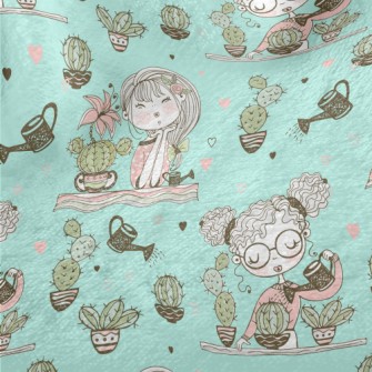 Girl Planting Cactus Minky