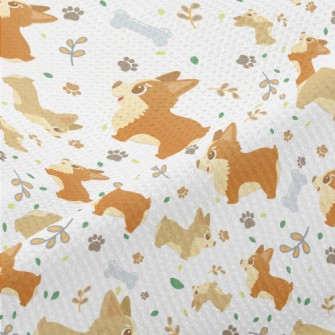 Happy Playing Corgi Dog Piqué