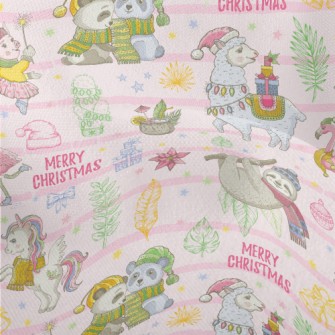 Animals Celebrate Christmas Lightweight Performance Linen