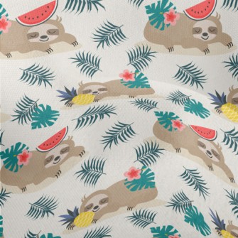 Tropical Fruits And Sloths Lightweight Performance Linen