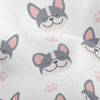 Bulldog With Dog Paw Prints Lightweight Performance Linen