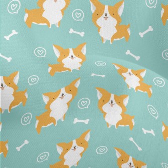 Corgi And Dog Bones Lightweight Performance Linen