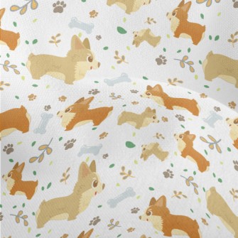 Happy Playing Corgi Dog Lightweight Performance Linen