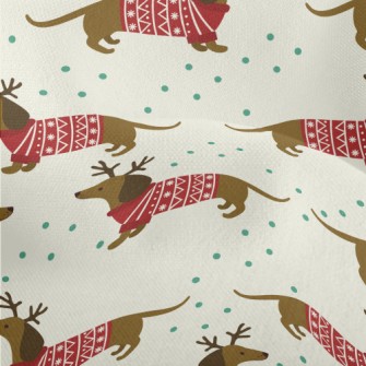 Celebrating Christmas Dachshun Lightweight Performance Linen