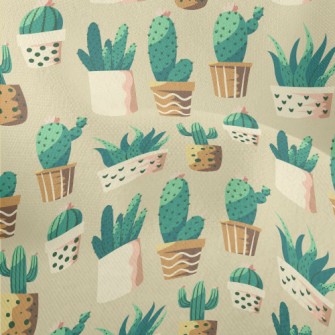 Cactus And Succulent Potted Pl Lightweight Performance Linen