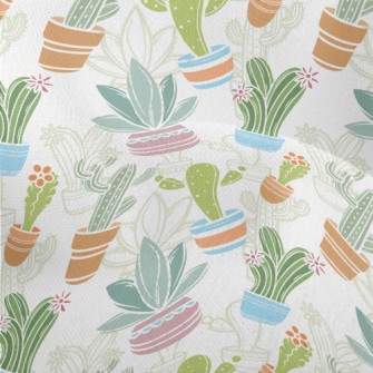 Various Cactus Potted Plants Lightweight Performance Linen