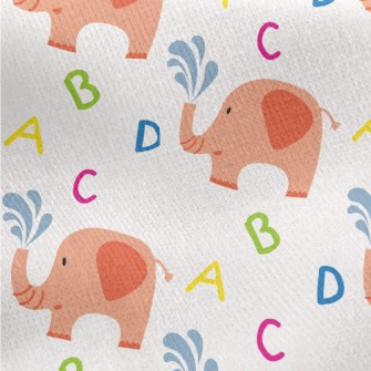 ABCD Elephant Sprays Water Jersey Backed Fleece