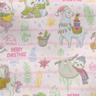 Animals Celebrate Christmas Jersey Backed Fleece