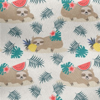 Tropical Fruits And Sloths Jersey Backed Fleece