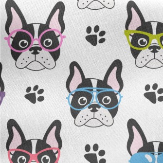 Bulldog With Colored Glasses Jersey Backed Fleece