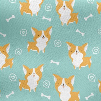 Corgi And Dog Bones Jersey Backed Fleece