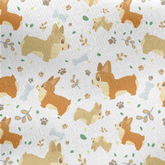 Happy Playing Corgi Dog Jersey Backed Fleece