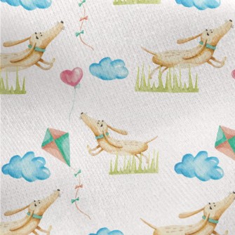 Dachshund Kite Balloon Jersey Backed Fleece