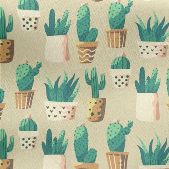 Cactus And Succulent Potted Pl Jersey Backed Fleece