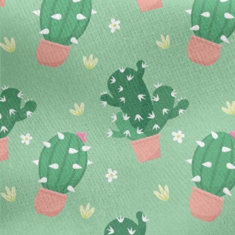 Prickly Cactus Potted Plant Jersey Backed Fleece