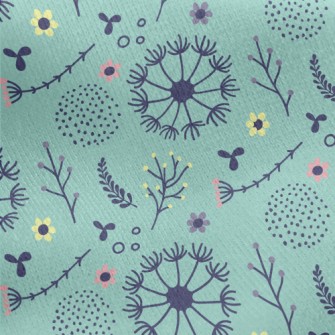 Dandelions And Flowers Jersey Backed Fleece