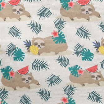 Tropical Fruits And Sloths Pongee