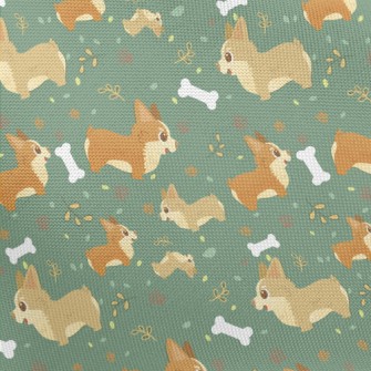 Corgi Chasing Dog Bone Pongee