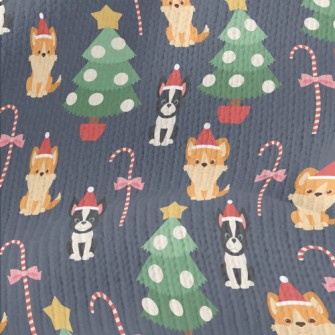 Christmas French Bulldog And C Stretch Jersey