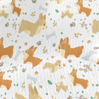 Happy Playing Corgi Dog Stretch Jersey