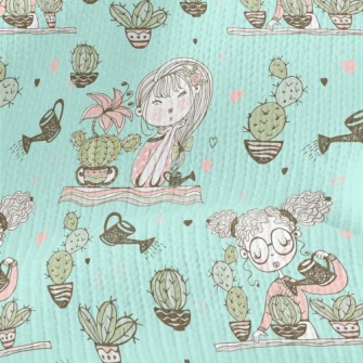Girl Planting Cactus Stretch Jersey