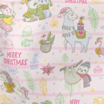 Animals Celebrate Christmas Lightweight Cotton Poplin