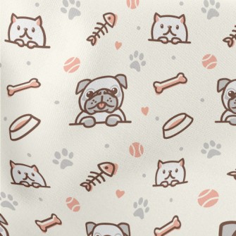 Cats And Dogs Baseball Game Lightweight Cotton Poplin